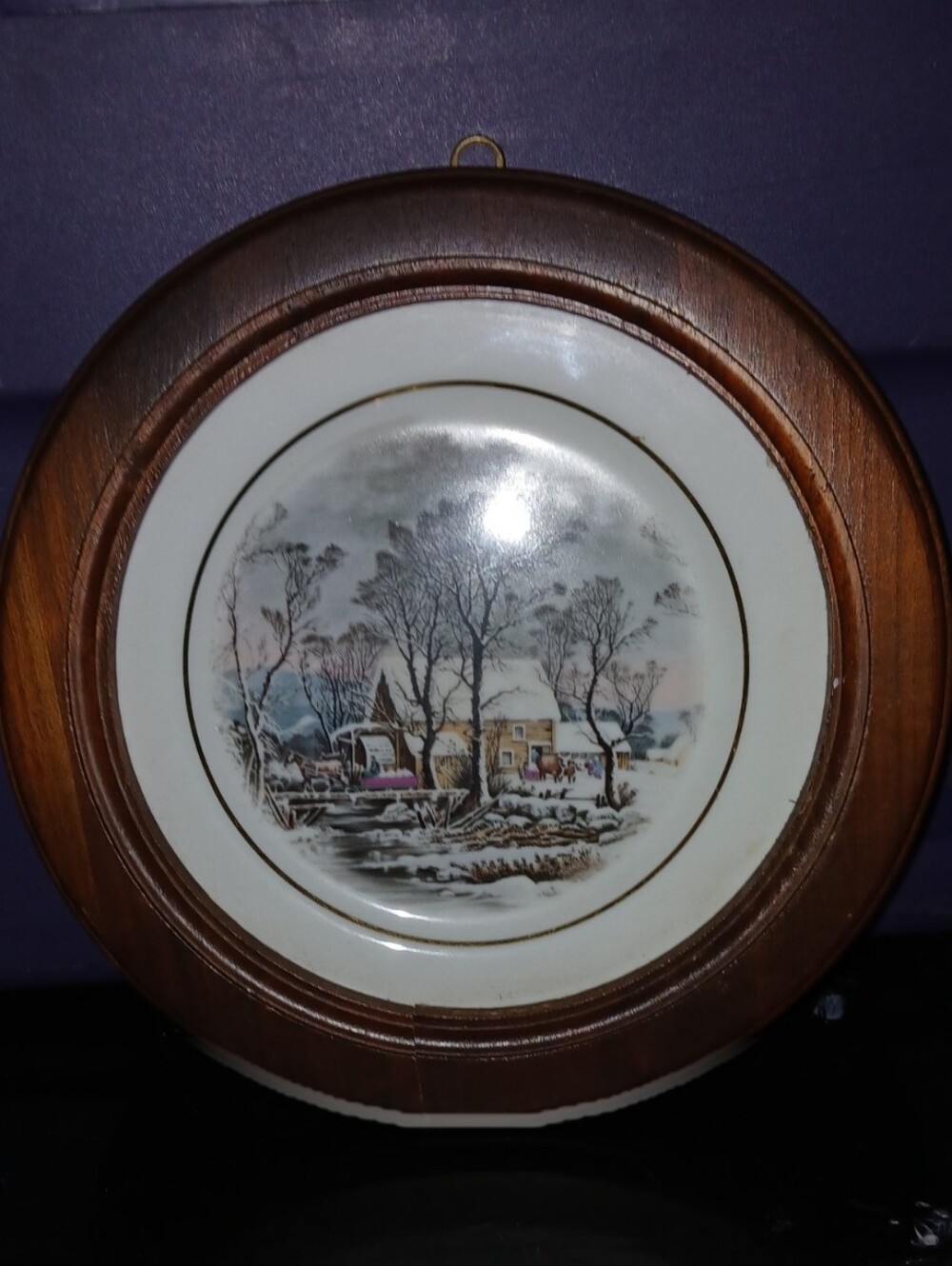 Avon 1981 Currier and Ives Winter Snow Scene Exclusive Salad Plate Porcelain.